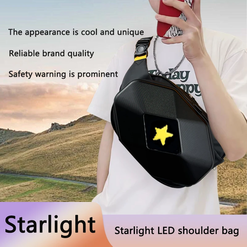 A shoulder bag starlight sports cool LED luminous DIY display waterproof motorcycle riding