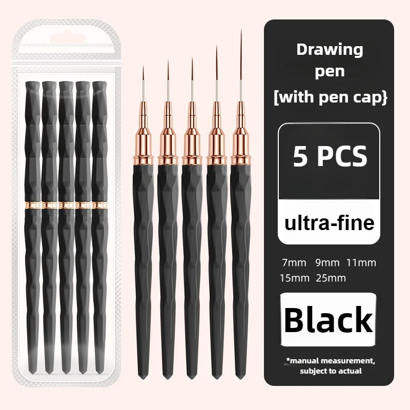 5 個ライナーブラシセットアクリルネイルアートブラシ細長いラインストライピング描画 Uv ジェル絵画プロフェッショナルマニキュアブラシツール