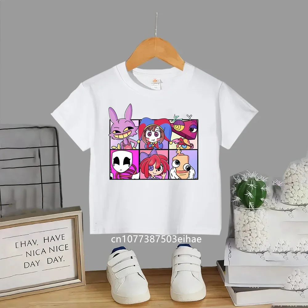The Amazing Digitals Circus Printed Kids T Shirt, Comfortable Cotton Short Sleeve Tees, Boys Girls Casual Summer Anime Clothing