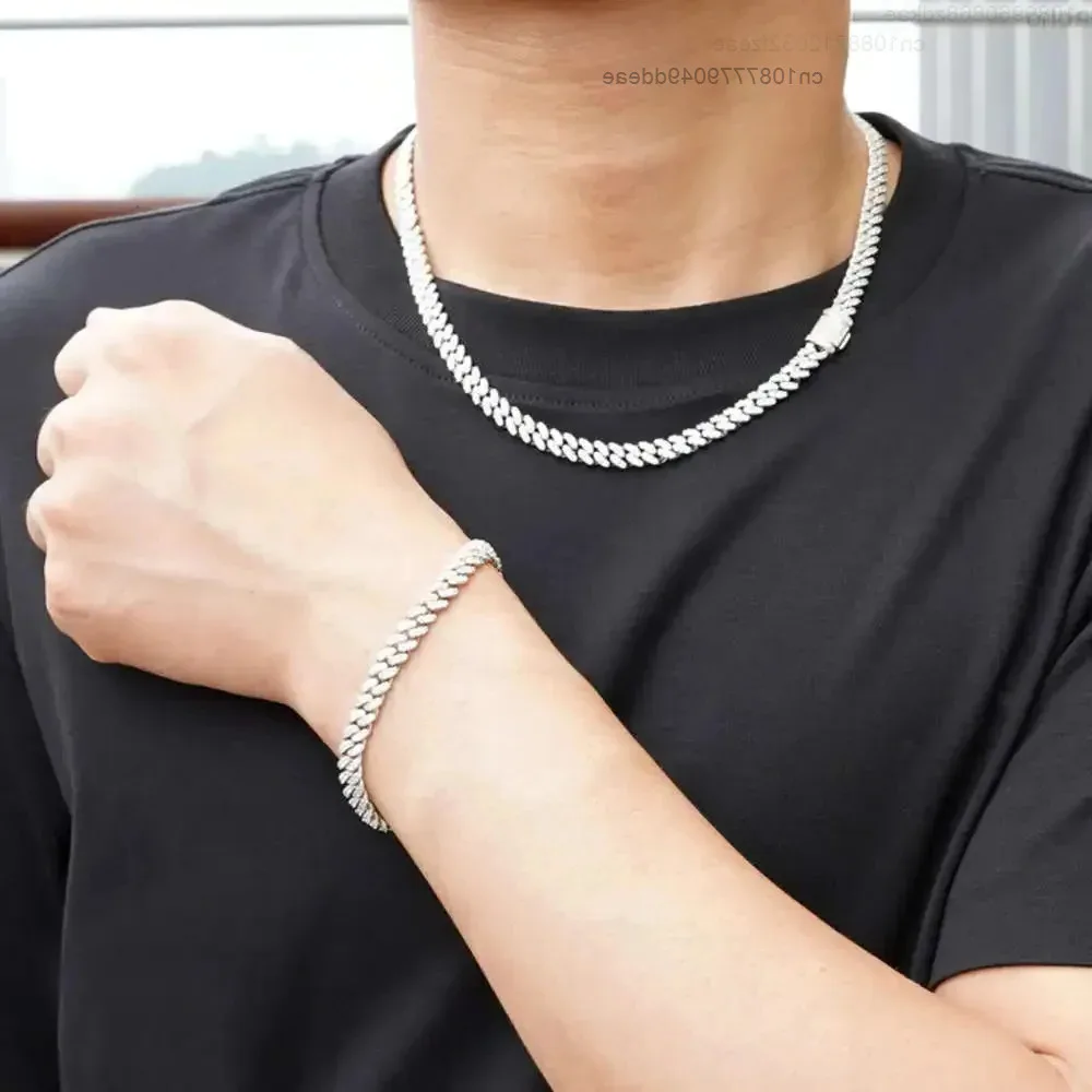 

6mm 8mm Hip Hop Jewelry Iced Out Cuban Link Chain 925 Silver Vvs Moissanite Cuban Chain