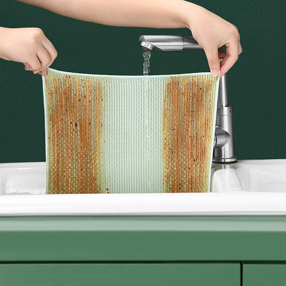

5pcs Dish Washing Cloths Kitchen Cleaning Cloths Strong Absorbent Oil Water Stain Remover For Home Restaurant