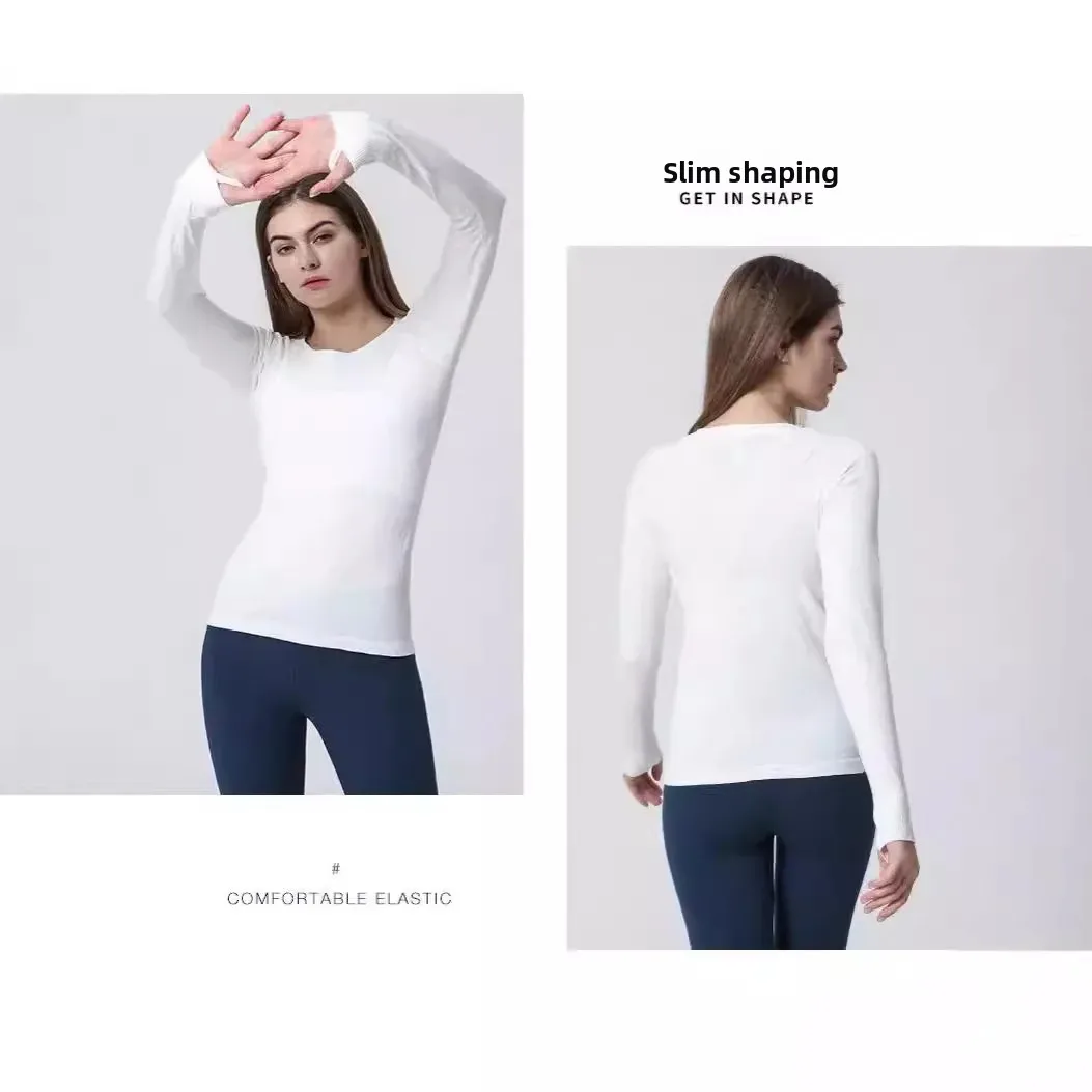 تي شيرت Lulu Sporty بأكمام طويلة من Swiftly Tech للسيدات لليوجا بقصة ضيقة ومريحة للتنفس ورقبة دائرية وأكمام طويلة من أصل الصين