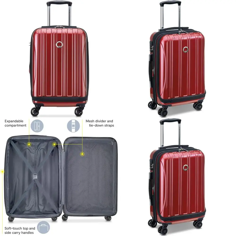 

International Carry-On Hard Case Spinner Suitcase with Front Pocket, Aero Lightweight Luggage, Brick Red