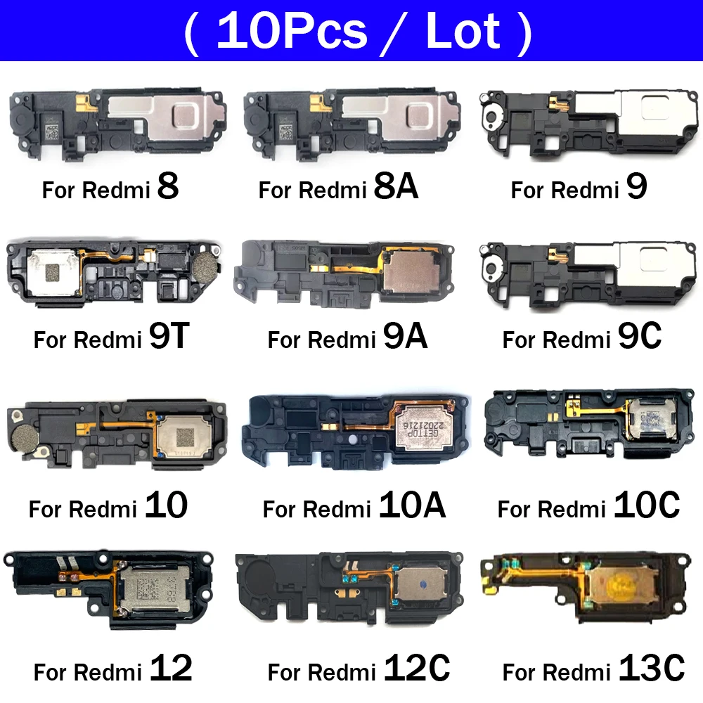 10Pcs，Loudspeaker For Xiaomi Redmi 7A 8 8A 9 9A 9C 9T 10 10A 10C 12 12C 13C 4G 5G Loud Speaker Buzzer Ringer Flex Cable