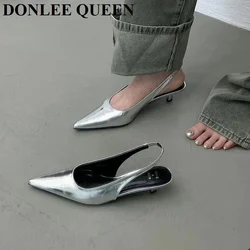 2023 New Brand Pointed Toe Shallow Mule Fashion Narrow Sandals Slingback Pumps Women Shoes High Heel Female Sandal Elegant Mujer