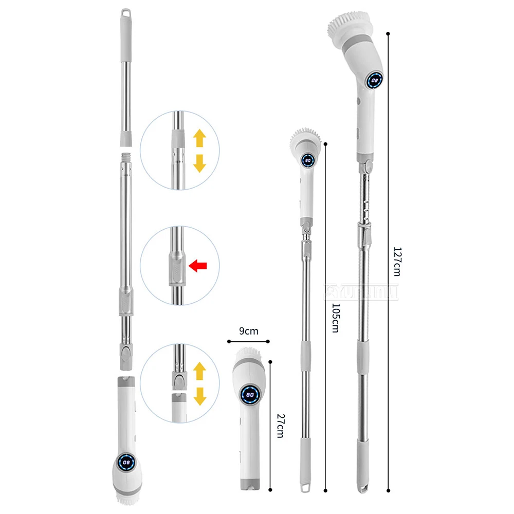 コードレス電動クリーニングブラシ,回転掃除機,トイレとキッチンのクリーニングツール,8 in 1