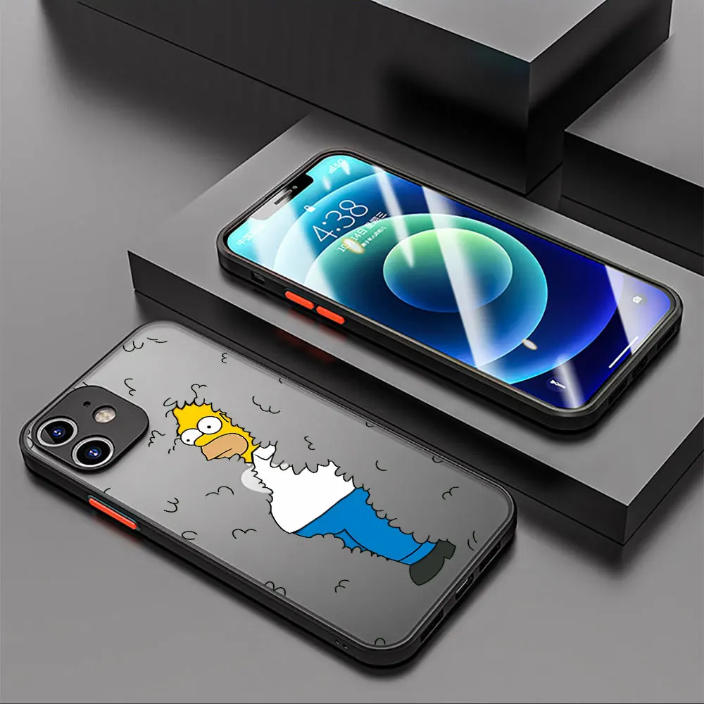 Homer The Simpsons Matte Case For Apple iPhone 15 13 Pro Max 11 14 Plus 12 Mini XR X XS 7 8 6 6S SE Funda Luxury Phone Cover