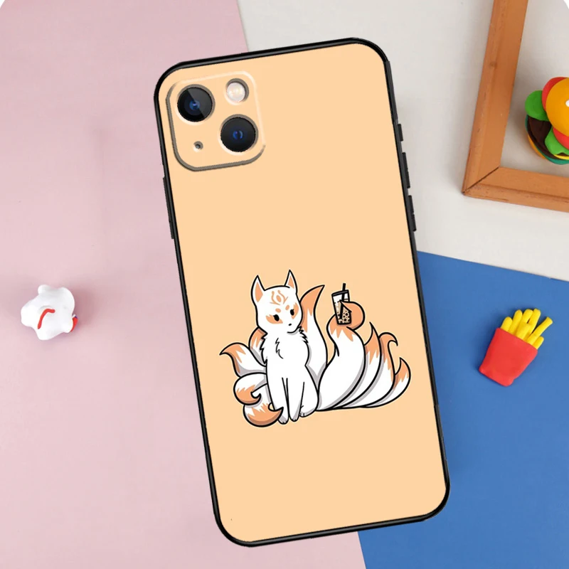 Nine-tailed Fox Case For iPhone 11 12 13 14 15 16 Pro Max Mini XS XR X Plus Soft Protection Cover