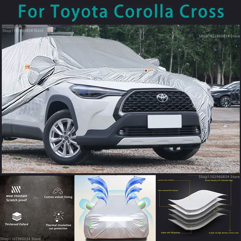 For Toyota Corolla Cross 210T Full Car Covers Outdoor Sun uv protection Dust Rain Snow Protective Anti-hail car cover Auto cover