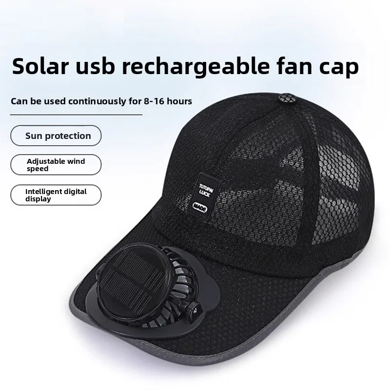 Solar Powered Fishing Hat with Fan, 3 Speed Outdoor Wide Brim Sun Hat with UV Protection for Hiking Gardening