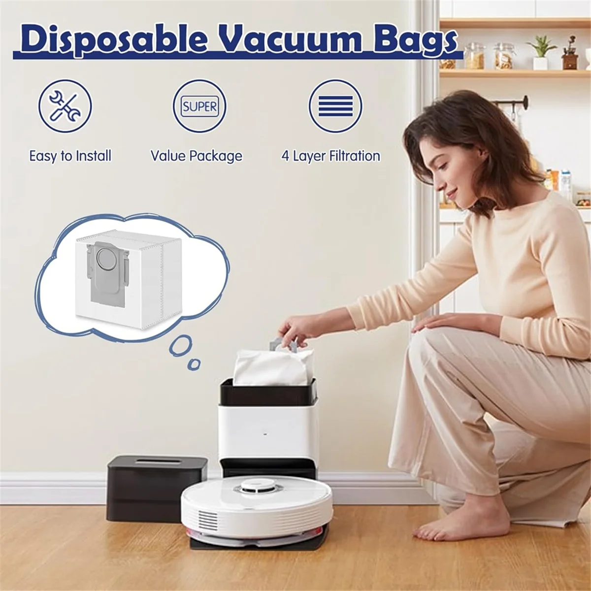 

N38R_ 16 упаковок одноразовых вакуумных пакетов объемом 2,5 л для Roborock S8 Pro Ultra