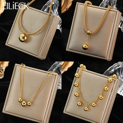 Eilieck 316l Roestvrij Staal Goud Kleur Holle Bal Kralen Hanger Ketting Voor Vrouwen Niet-Vervagende Choker Sieraden Meisjes Geschenken Feest