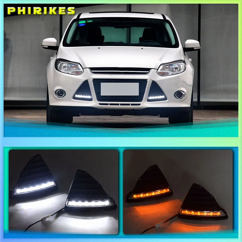 

2Pcs/set Waterproof LED Daytime Running Light DRL For Ford Focus 2012 2013 2014 With Turning Signal Lights