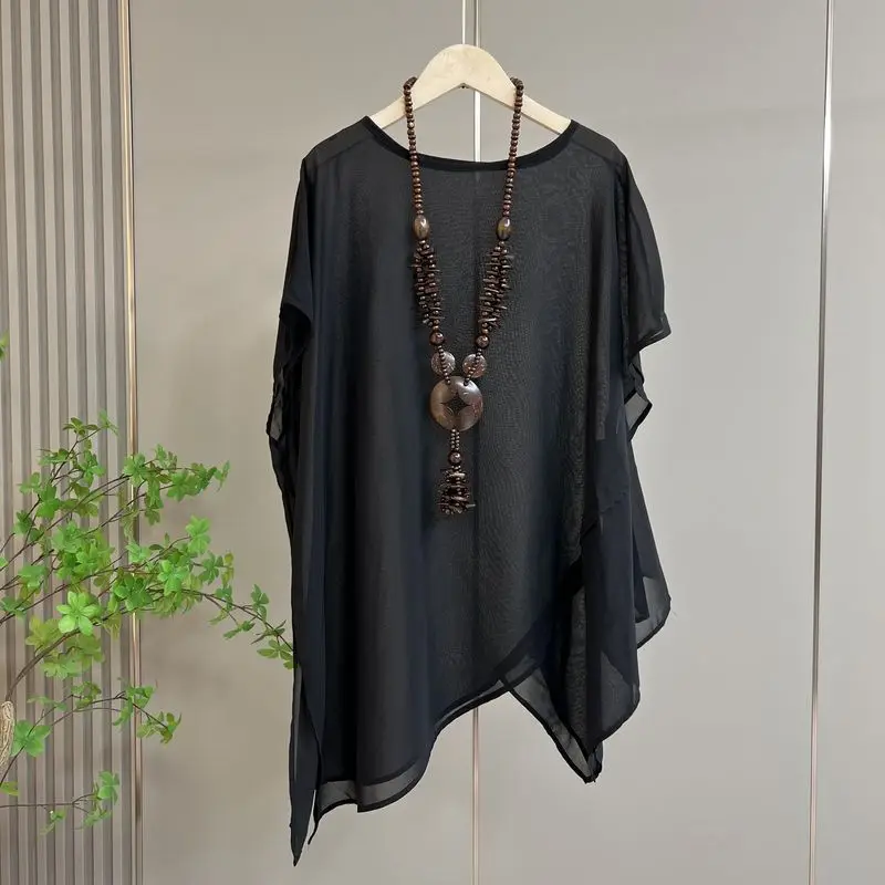 Frauen Mode Sommer Poncho Tops Asymmetrische Tüll Cape-Mantel Vintage Elegante Chiffon Lange Schal Wraps Abend Hochzeit Cover Up