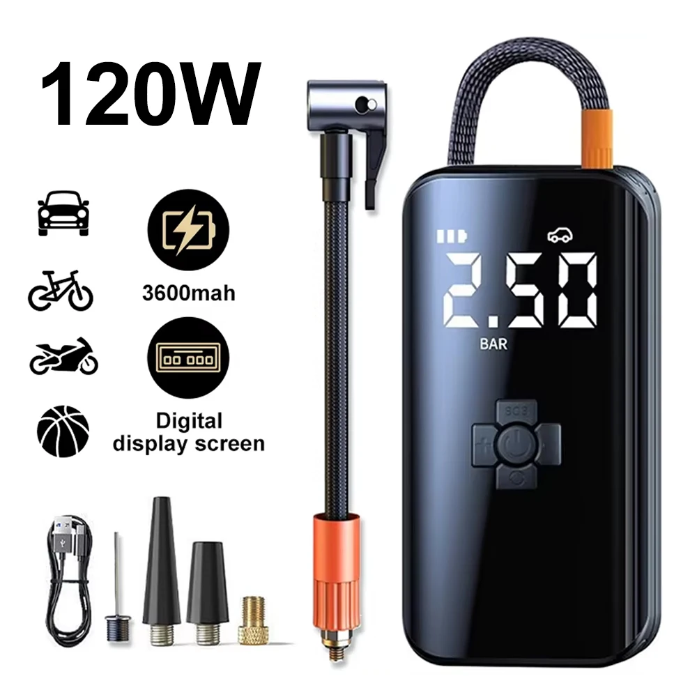 Wireless Car Air Pump 150PSI Electric Tire Inflator Portable Air Compressor for Motorcycle Bike Car Tires And Balls