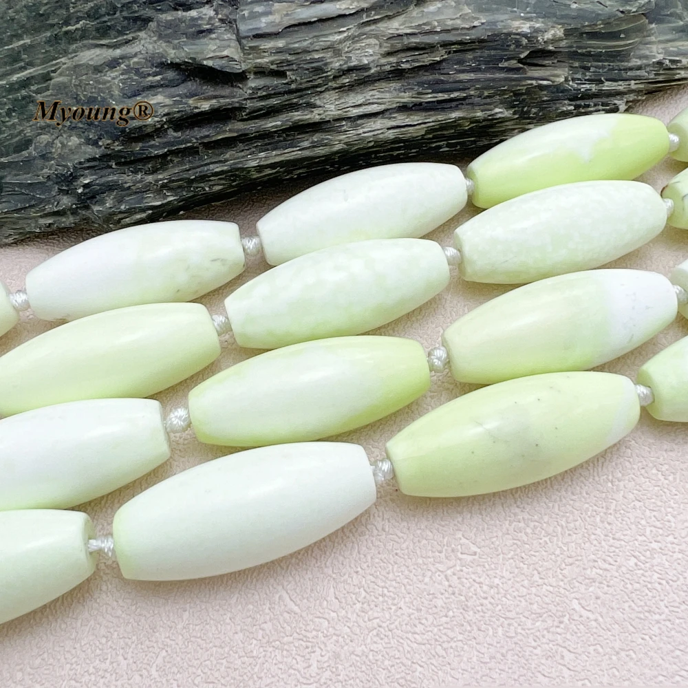 10PCS 16X40MM Large Natural Stone Australian Lemon Turquoises Barrel Nugget Beads MY230831