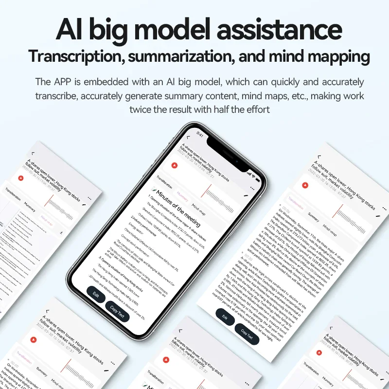 مسجل AI بنقرة واحدة تسجيل ChatGPT النسخ الذكي Summarize الترجمة HD الحد من الضوضاء APP التحكم مسجل
