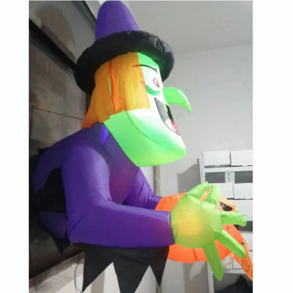 1.35 متر/4.5FT هالوين نفخ جدار تسلق نموذج ساحرة المدمج في LED في الهواء الطلق فناء ديكور حديقة المنزل مهرجان الرعب الدعامة