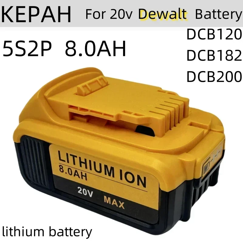 8000mAh Battery DCB200 MAX For Flexvolt For Dewalt DCB606 DCB205 DCB206 DCB209 DCB182 Power Tool Battery 20V/60V Battery