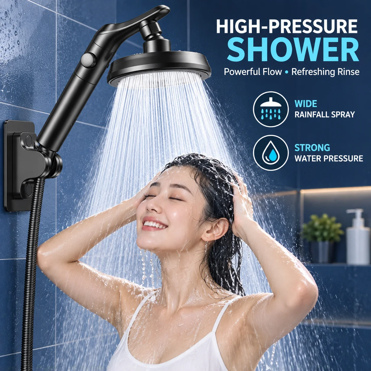 Handheld Shower Head High Pressure Overhead Spray Large Water Output Dual-use Adjustable Rotatable Elbow Shower Head Set