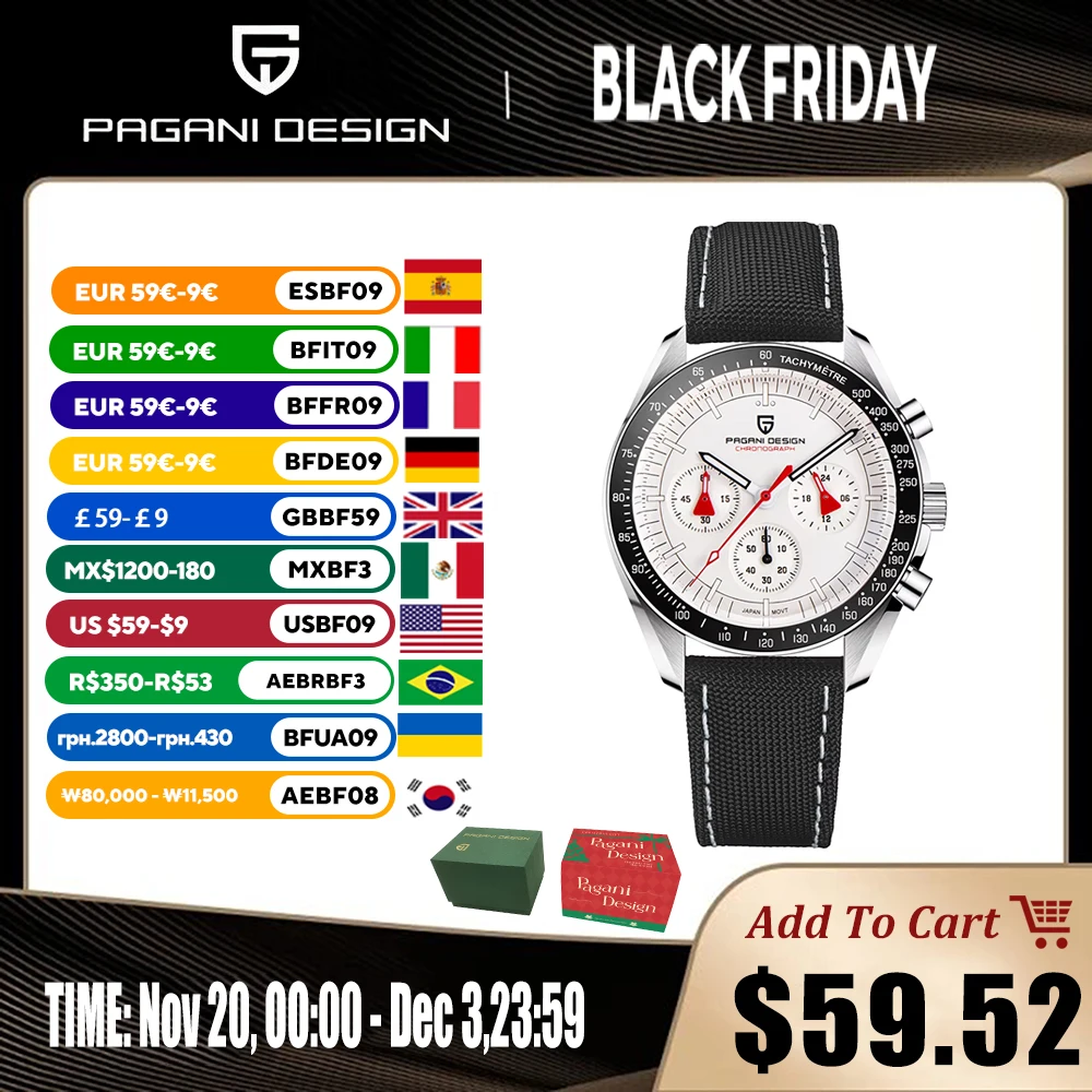 

PAGANI DESIGN 2025 New Luxury Men's Quartz Watch Top Sapphire Mirror Watches For Man Sports Wristwatch Chronograph Auto Date