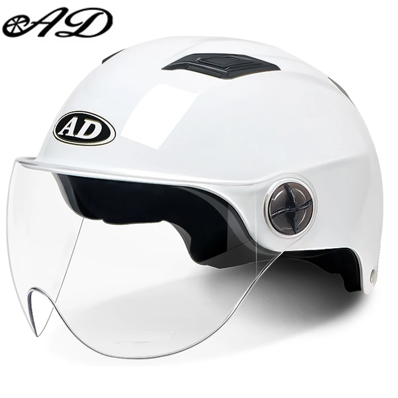 

AD Electric Battery Car Helmet Men And Women Light Anti-collision Motorcycle Half Helmet Four Seasons Sunscreen Universal Helmet