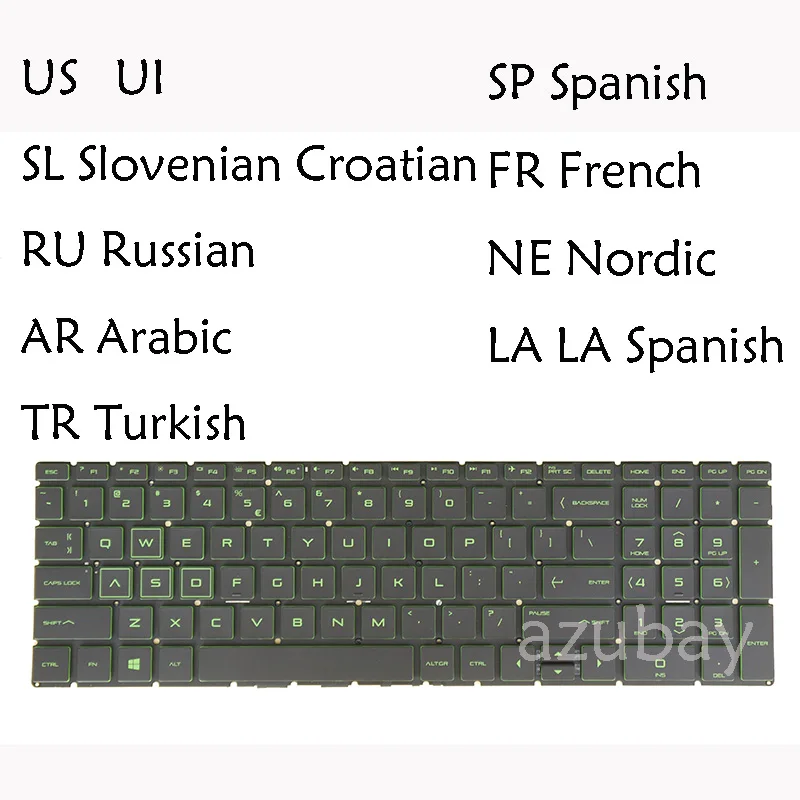 US LA Spanish Russian UK French Nordic Keyboard for HP 15-DA 15-DB 15-EC 15-CS 16-A 15-DF 15-CR 17-BY TPN-C135 TPN-C136