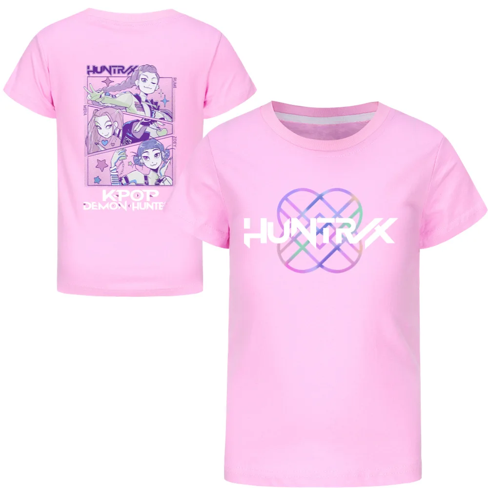 Kpop شيطان الصيادين الاطفال بلايز الكرتون الصيف موضة بنين تي شيرت الفتيات القطن قصير الأكمام ملابس خارجية الأطفال قصيرة الأكمام بلايز