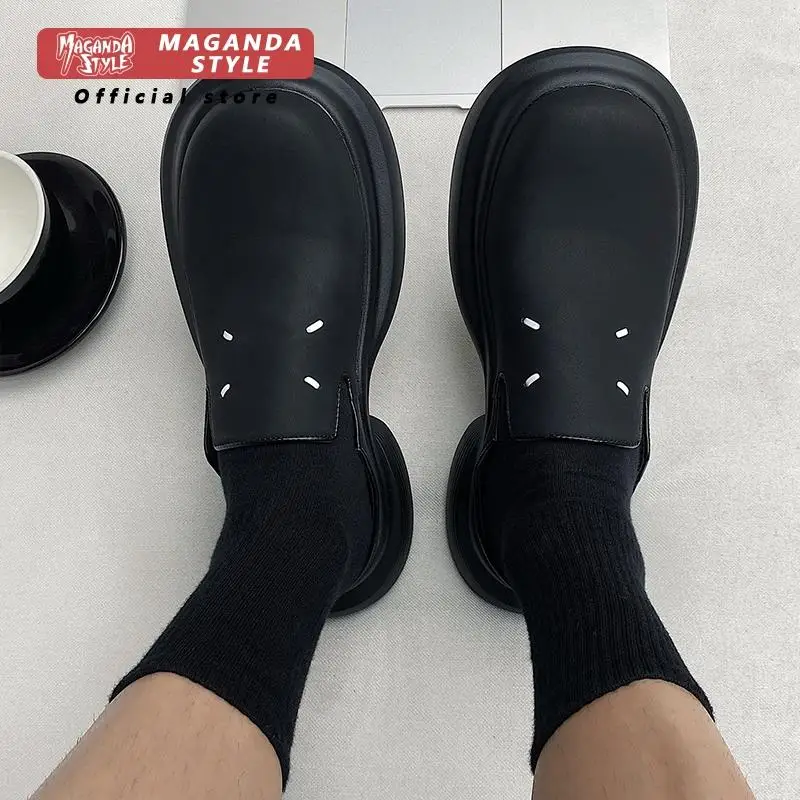 Thick soled leather slippers for men summer non slip Boken breathable casual lazy fashionable Mueller casual work commuting