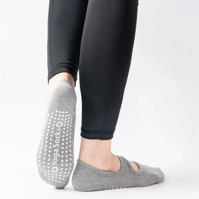 Silicone Non-slip Yoga Socks for Women Girls Large Size Backless Breathable Sports Socks Cotton Invisible Floor Pilates Socks image 2