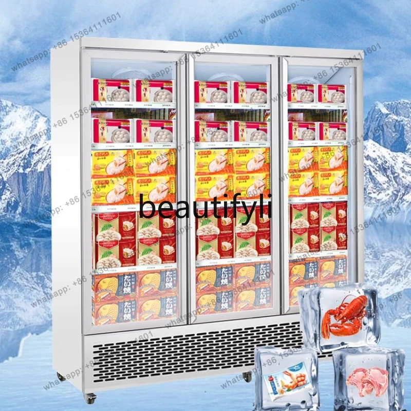 Commercial Low-Temperature Quick-Freeze Freezer Display Cabinet Ice Cream Refrigerator Vertical Freezer and Refrigerator