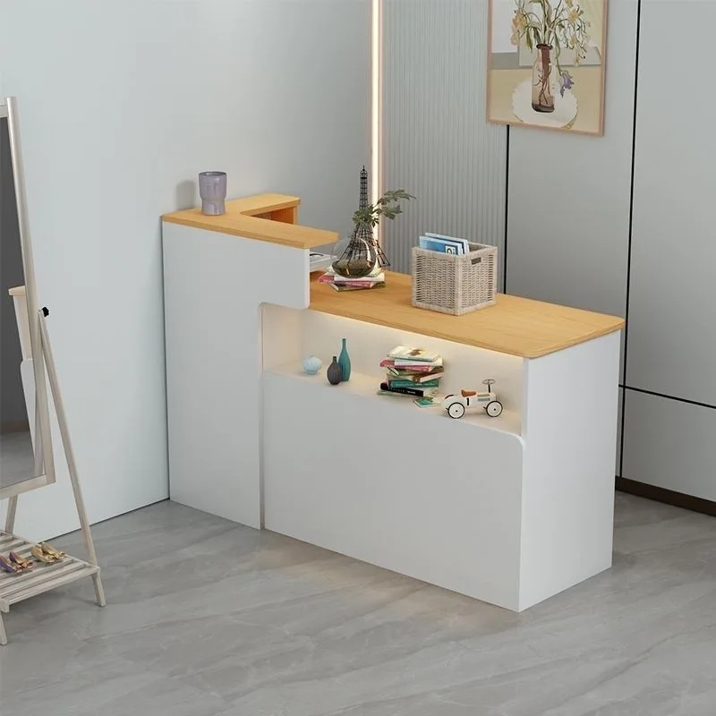 

Checkout page Small clothing store counter Simple modern curved front desk Reception desk Beauty salon Bar table Free shipping