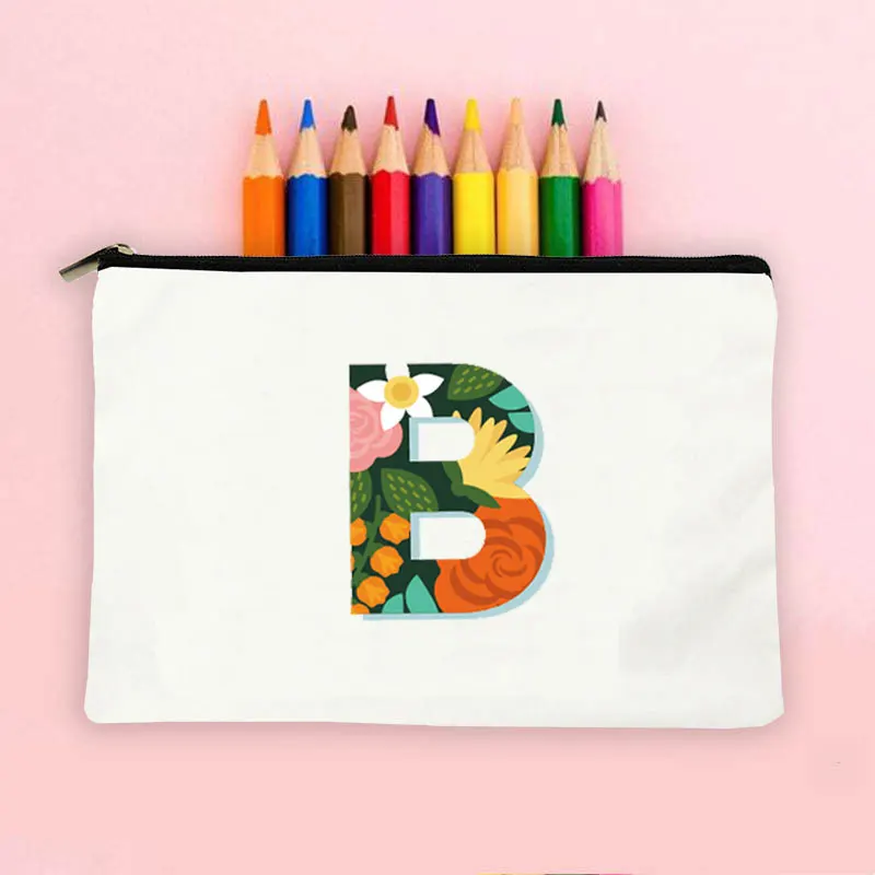 

Kawaii Letter Print Pencil Case Makeup Bag Female Beauty Organizer Bride Gift Travel Cosmetic CaseToiletry Storage Pouch Purse