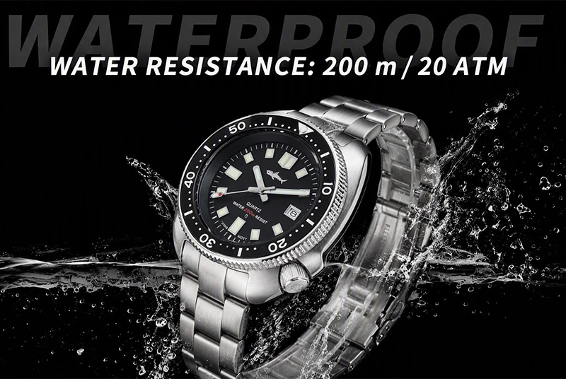 HEIMDALLR Retro Herren-Taucheruhr Stahl/Gummiarmband 20Bar Wasserdicht C3 Leuchtende Keramik-Lünette Saphirglas 2115 Quarz-Uhrwerk – Detail 2