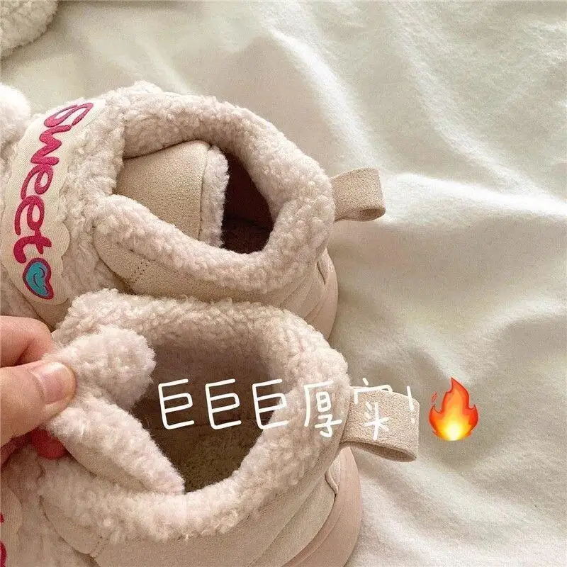 مرحبا كيتي سانريو الشتاء أحذية قطنية للفتيات أحذية الملاعب المغطاة الأطفال حذاء النساء فتاة النعال الاطفال الفراء الأطفال أحذية الرضع #3