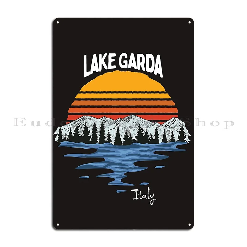 Lake Garda Italy Vintage Souvenir Metal Sign Wall Decor Funny Printed Club Pub Mural Tin Sign Poster