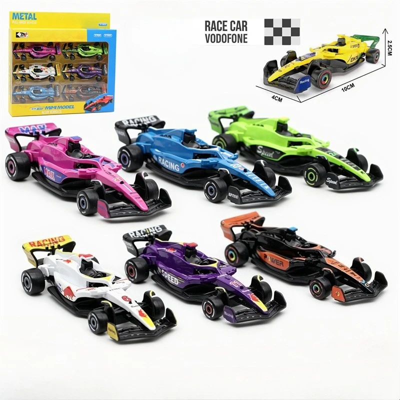 

Набор из 6 детских моделей гоночных болидов F1 в масштабе 1:60, статичные, с функцией отката, из литого сплава, игрушка-подарок