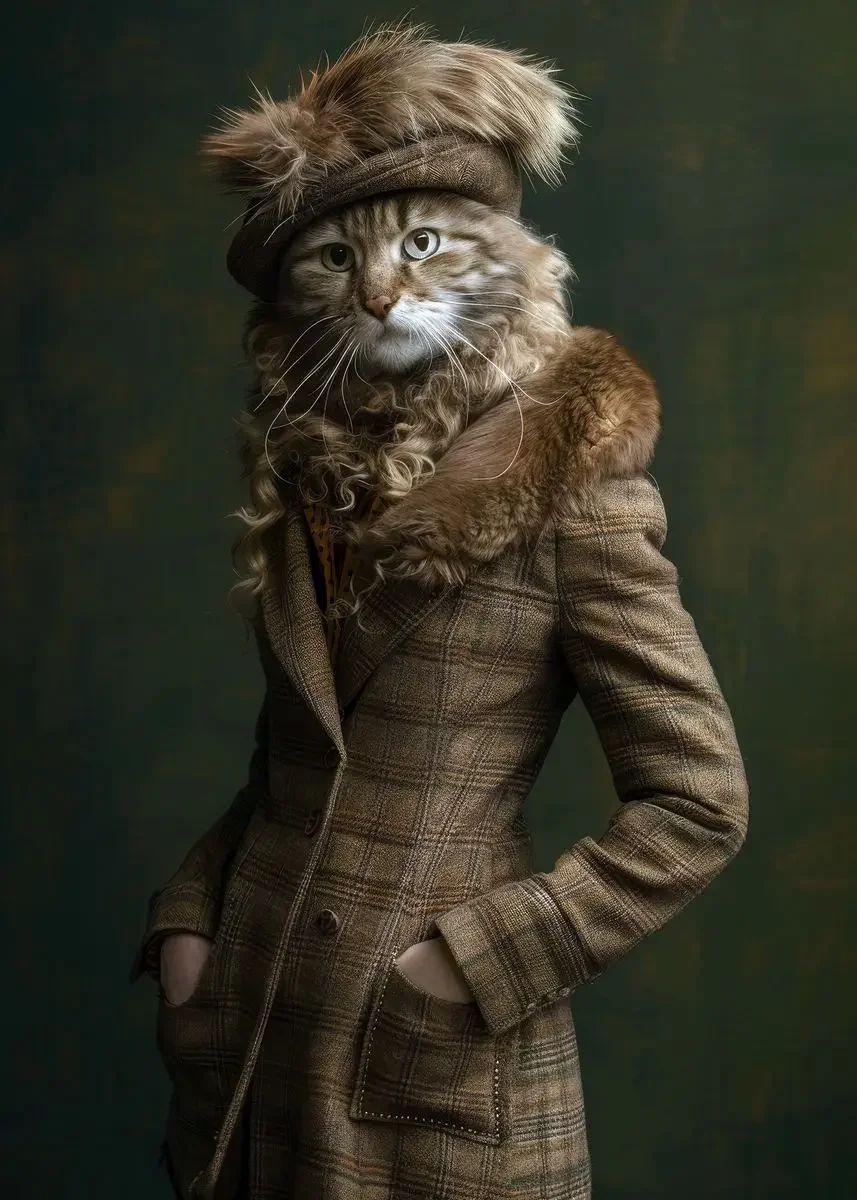 Cuadro de Lona con Diseño de Animales Elegantes y Divertidos: Conejo, Ciervo y Caballo con Ropa, Póster Decorativo sin Marco para Sala de Estar y Decoración del Hogar