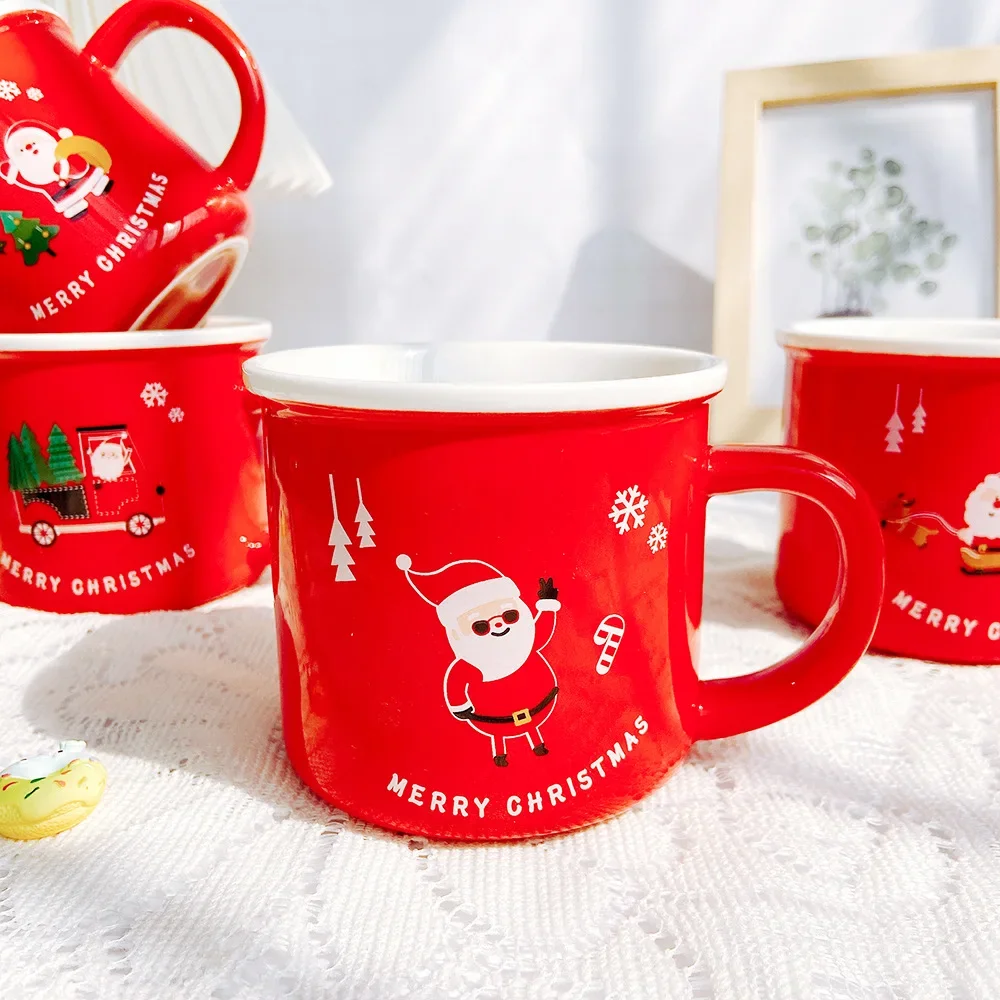 New Creative Christmas Santa Claus Mug Elk Ceramic Cup Water Cup Bow Knot Lovely Holiday Gift  Coffee Mug  Tea Cup  Kawaii Mug