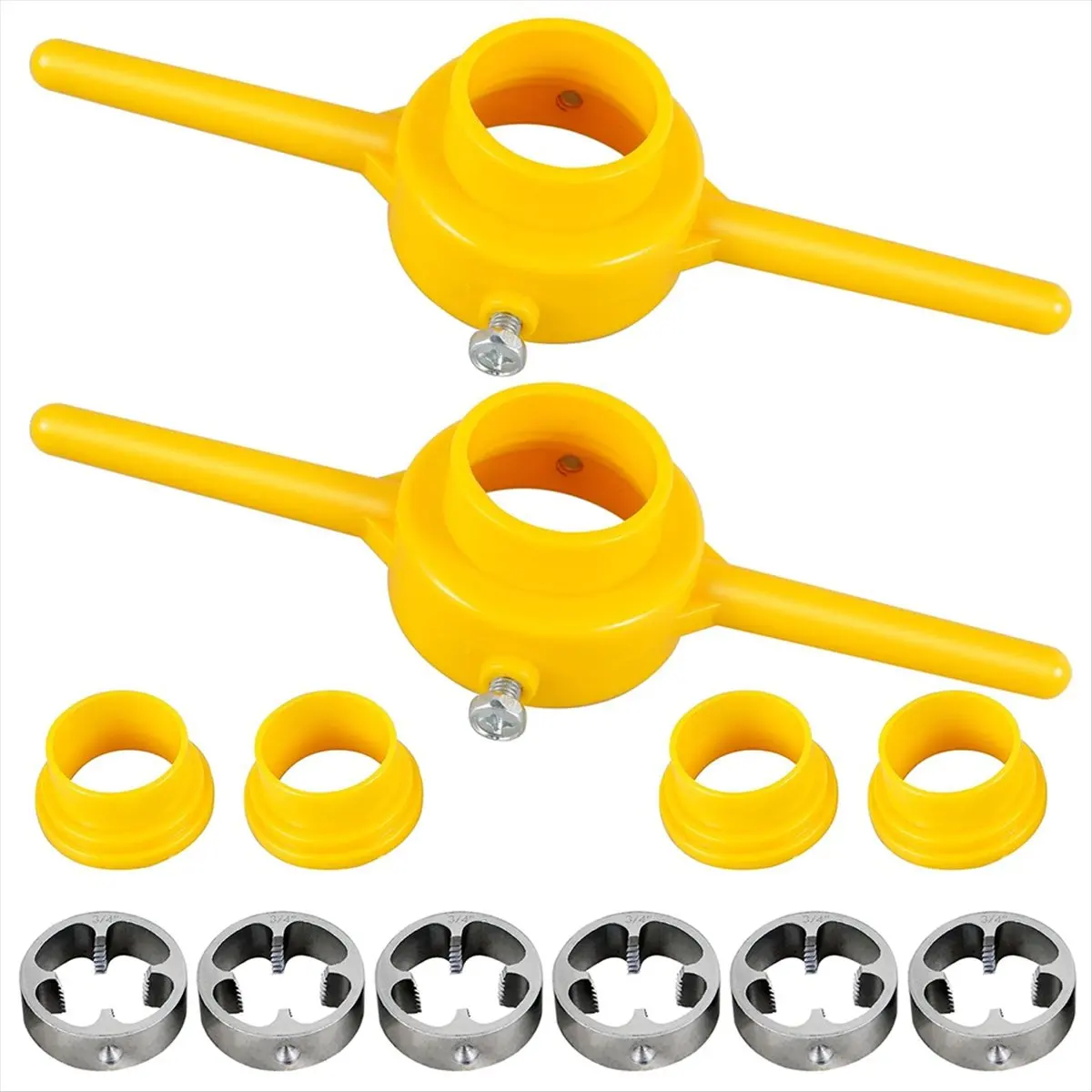【Tools & Parts】 12Pcs PVC Thread Maker Tool, Pipe Threader Plumbing Tool Kit Reusable Round PVC Pipe Threader Set+1/2in,3/4in,1i