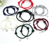 2pc Romantic Magnet Couple Bracelet Adjustable Matching Braclet Rope Black White Round Magentic Braslet Gift For Lover