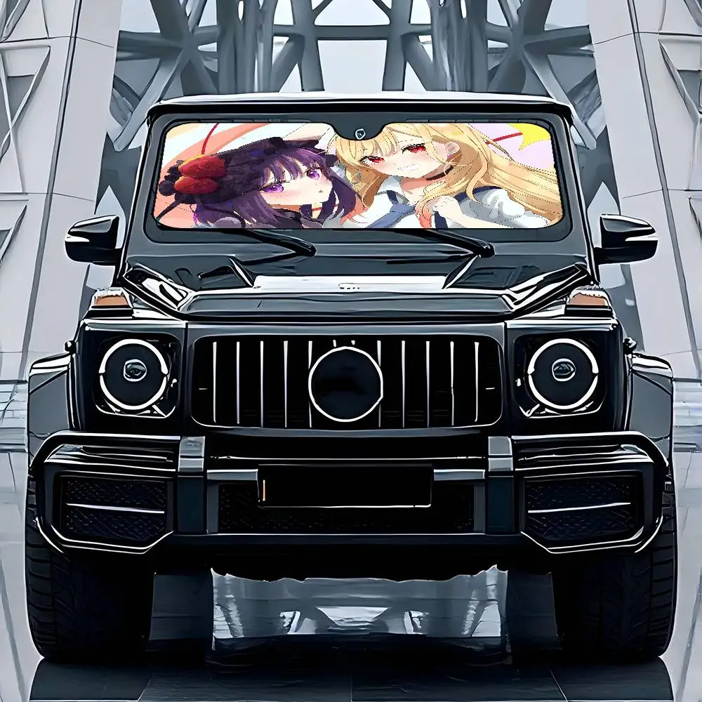 M-My D-Dress U-Up D-Darling أنيمي زجاج سيارة الشمس الظل طوي سيارة الجبهة يغطي مظلة السيارات لملحقات السيارات