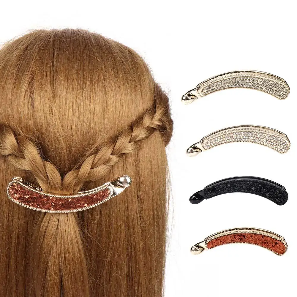 

Korea Simple Classic Headwear Banana Crystal Rhinestone Hair Clip Claw Hairpin Hair Accessories Barrette