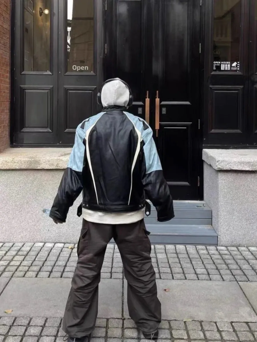 

Cleanfit American Sle Color Blo Baseball Jaet Men's Motorcycle Leather Coat Spring Autumn New Design Outerwear