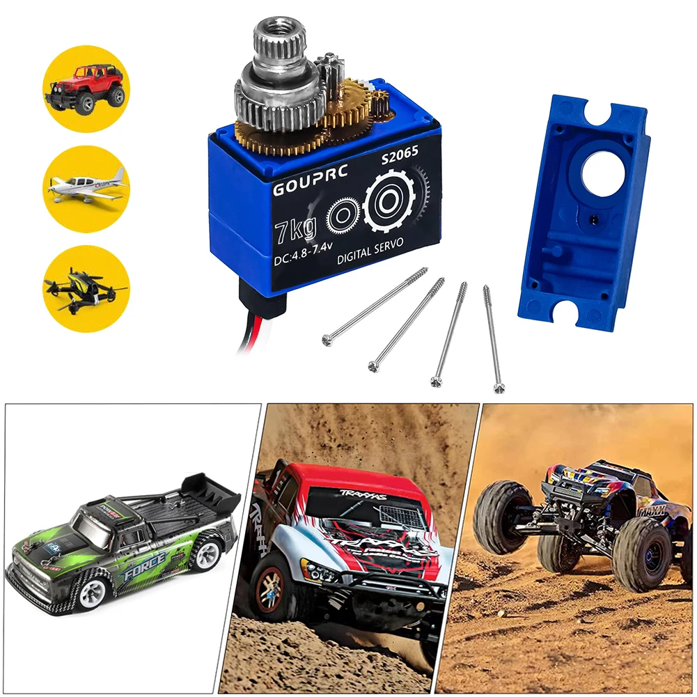 Servo Digital Mikro RC Tahan Air 7KG dengan Servo Horn Metal Gear Servo Mini untuk Mobil RC TRX4 TRX6 SCX10 III 1/10