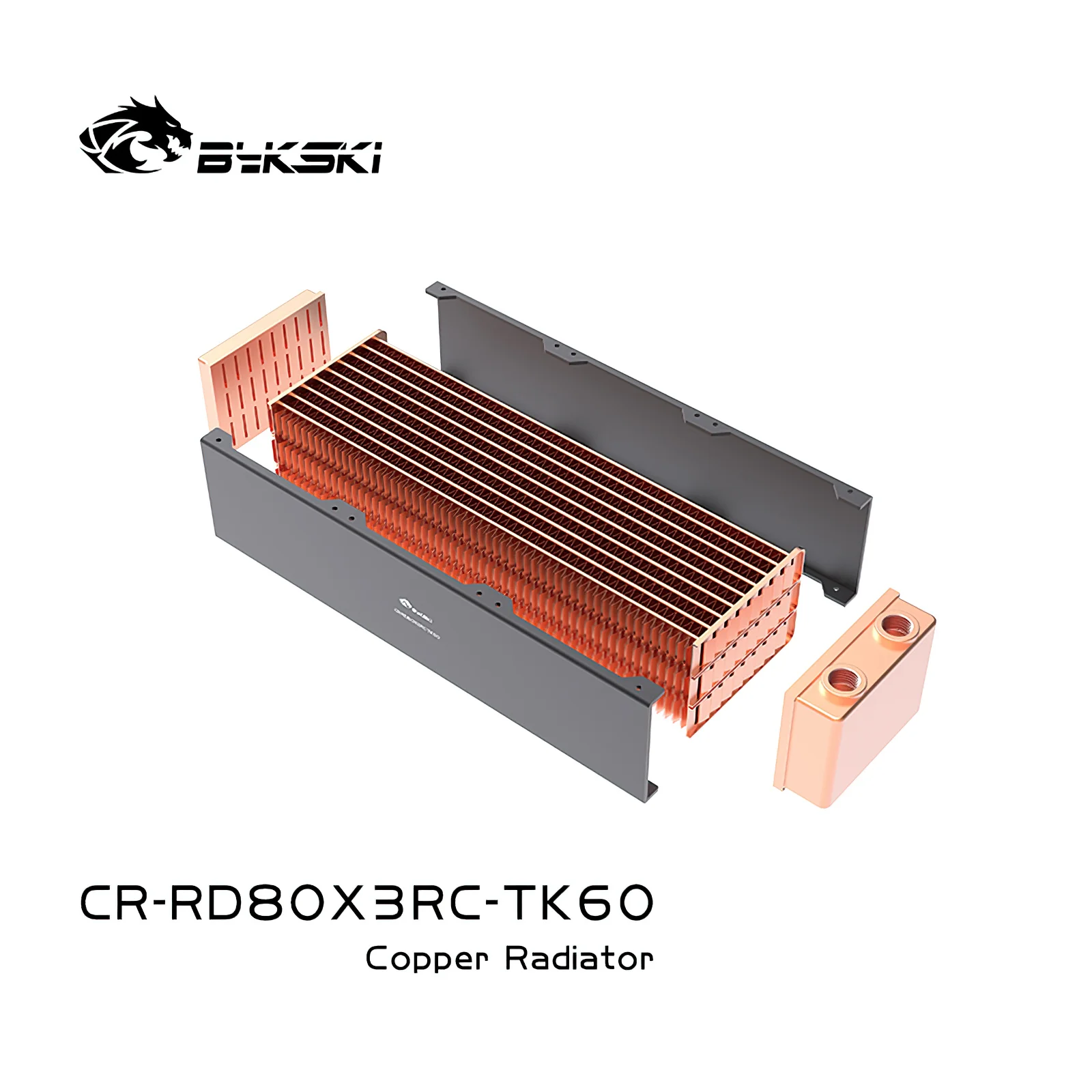 Bykski 24cm 80mm x 3 linhas triplas radiador de cobre líquido água refrigerar refrigerador trocador de calor CR-RD80X3RC-TK60