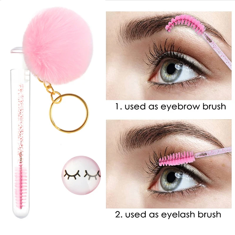 Make-up Pinsel Staubdicht Augenbrauen Kamm Schönheit Werkzeuge Wimpern Pinsel Rohr Mit Pompom Wimpern Verlängerung