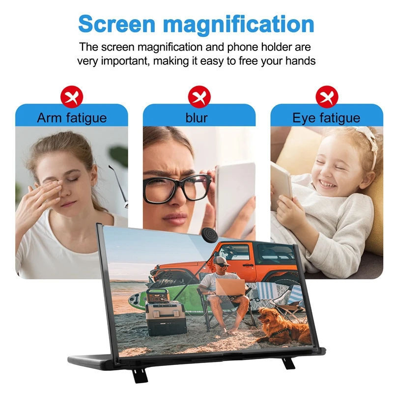 Lupa de pantalla de 16 pulgadas para teléfono móvil, amplificador extraíble, soporte para teléfono móvil