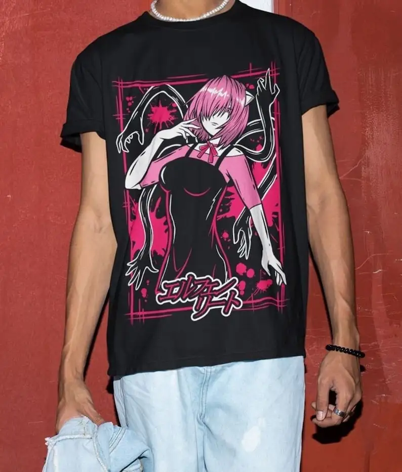 Unisex Elfen Lied Lucy Anime T-Shirt, Nyu, Kaede Manga Waifu Shirt Tshirt Horror Anime