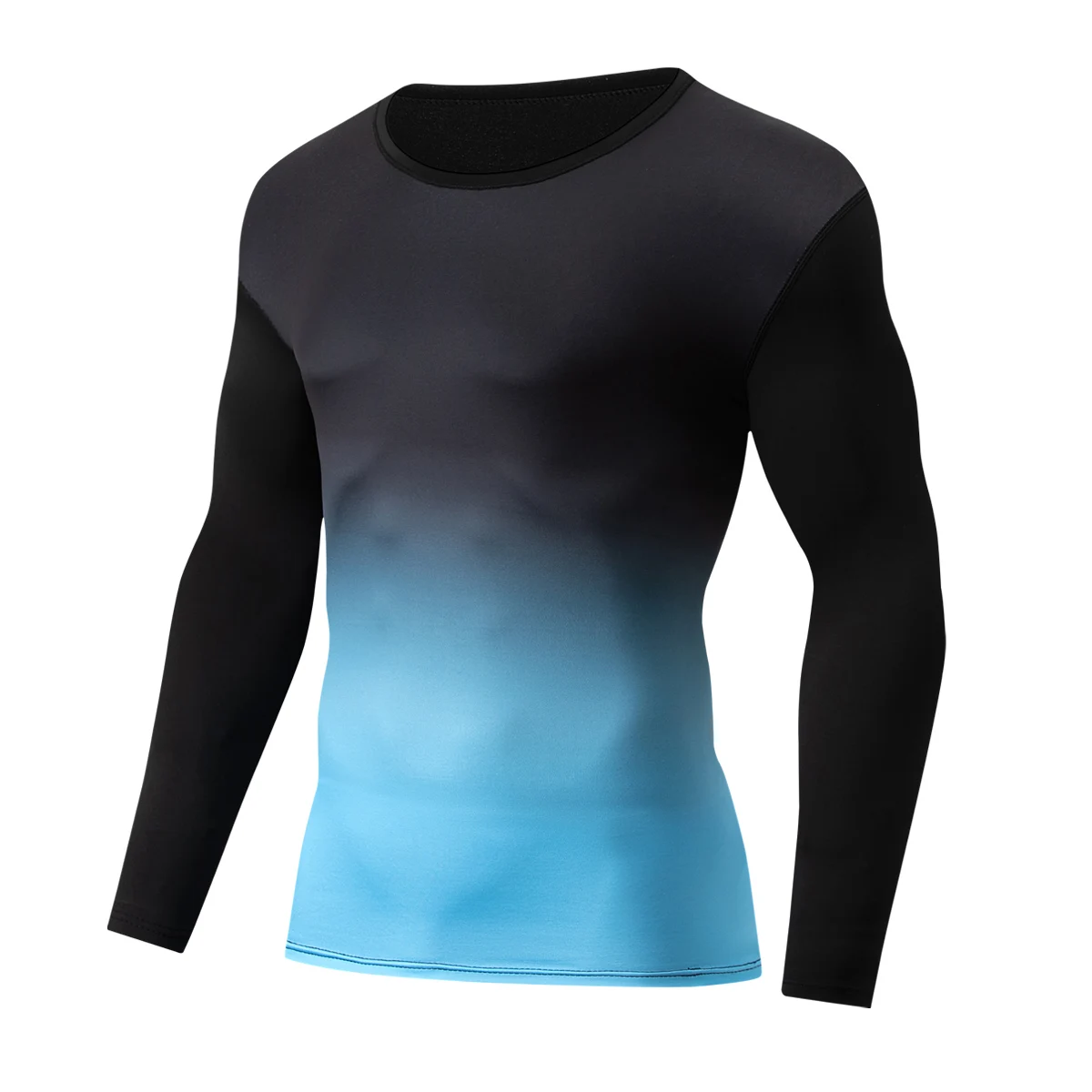 1/2 Piece Autumn/Winter Men's And Teenagers' Fashionable Gradient Long Sleeved T-shirt Casual Sports Running Base Underwear Set - view 4